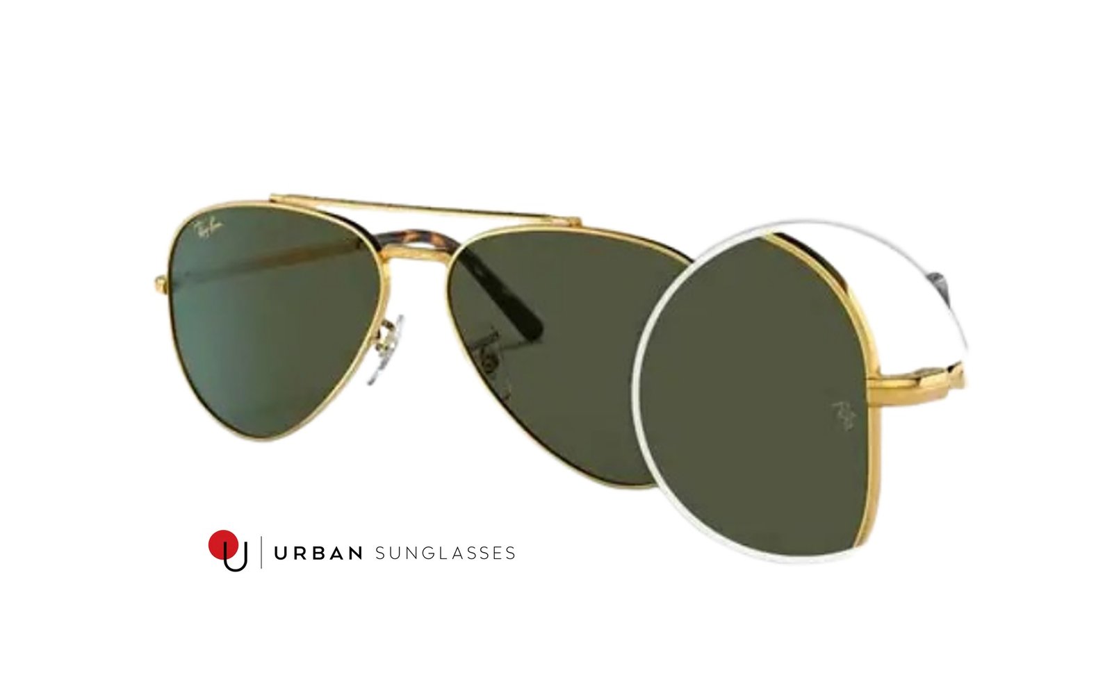 Grabado RB en la lente izquierda de unos Aviator