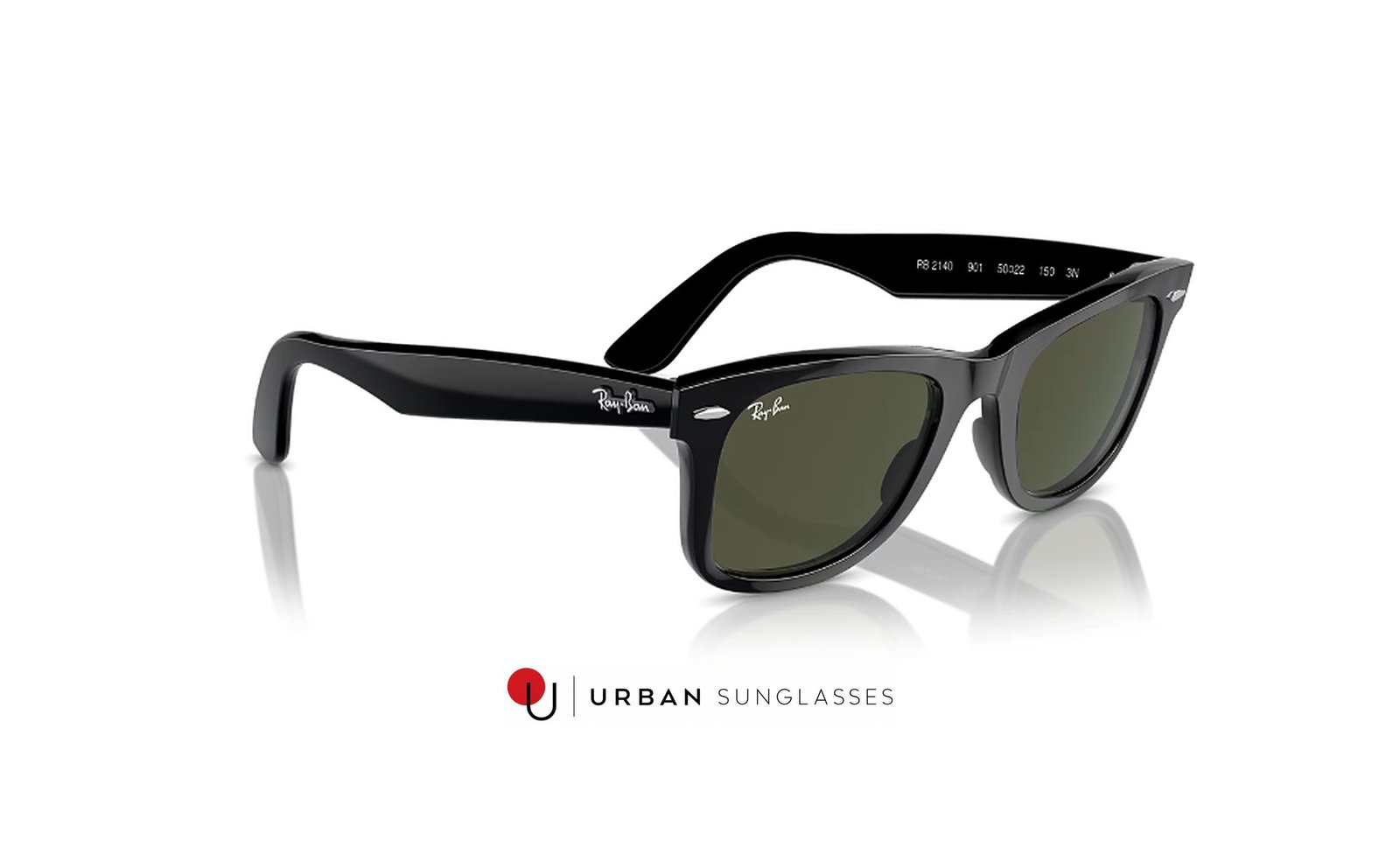 Logo grabado en la lente de unos Wayfarer
